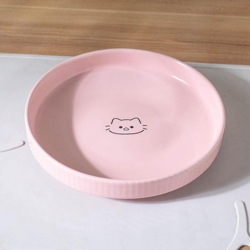 Durable Ceramic Pet Cats Plates Cartoon Pet Cat Food Bowl Shallow Mouth Pet Food Bowl Pet Water Feeder Bowl Pet Supplies