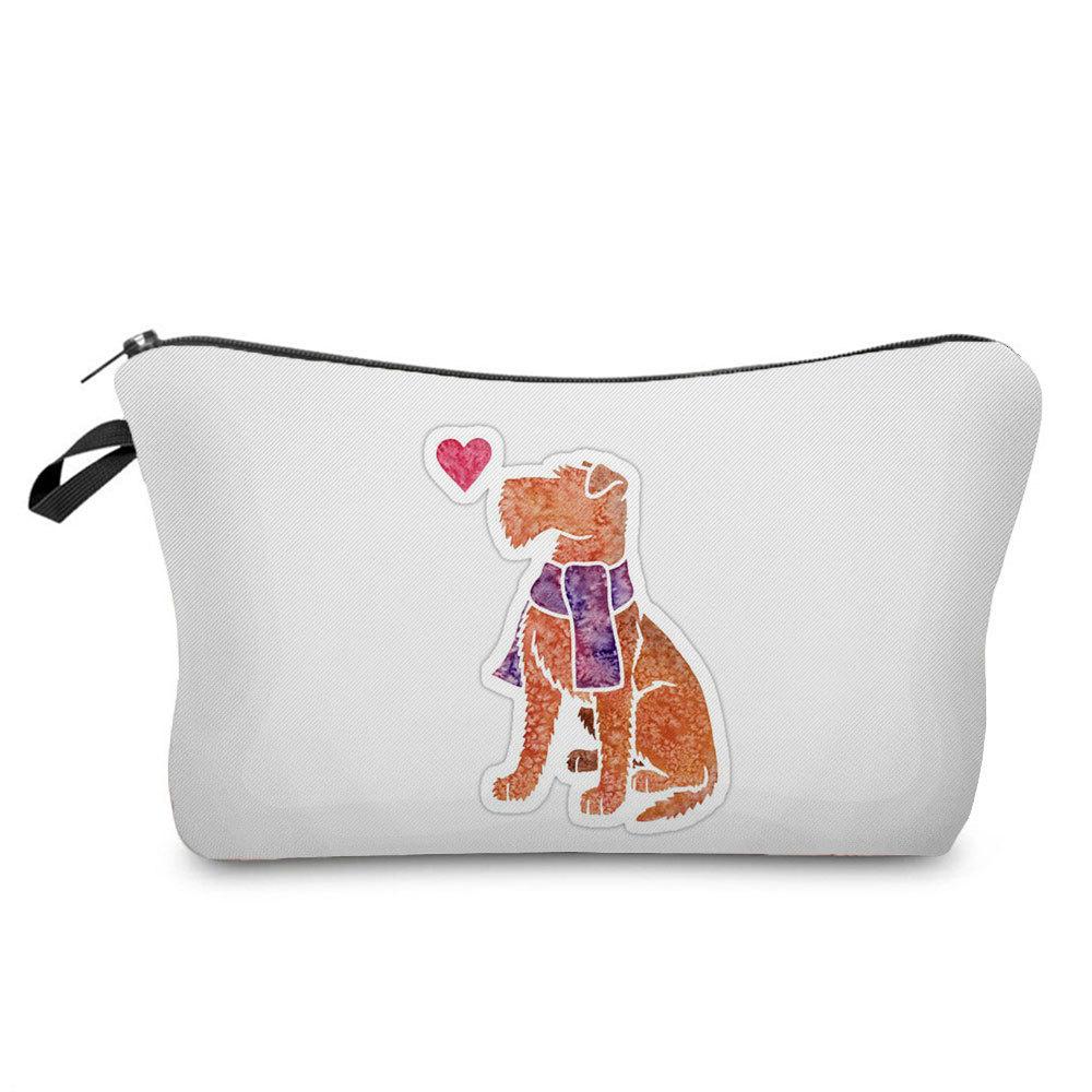 Women Dog Print Cosmetic Bag Toiletries Organize Travel Storage Case  6402