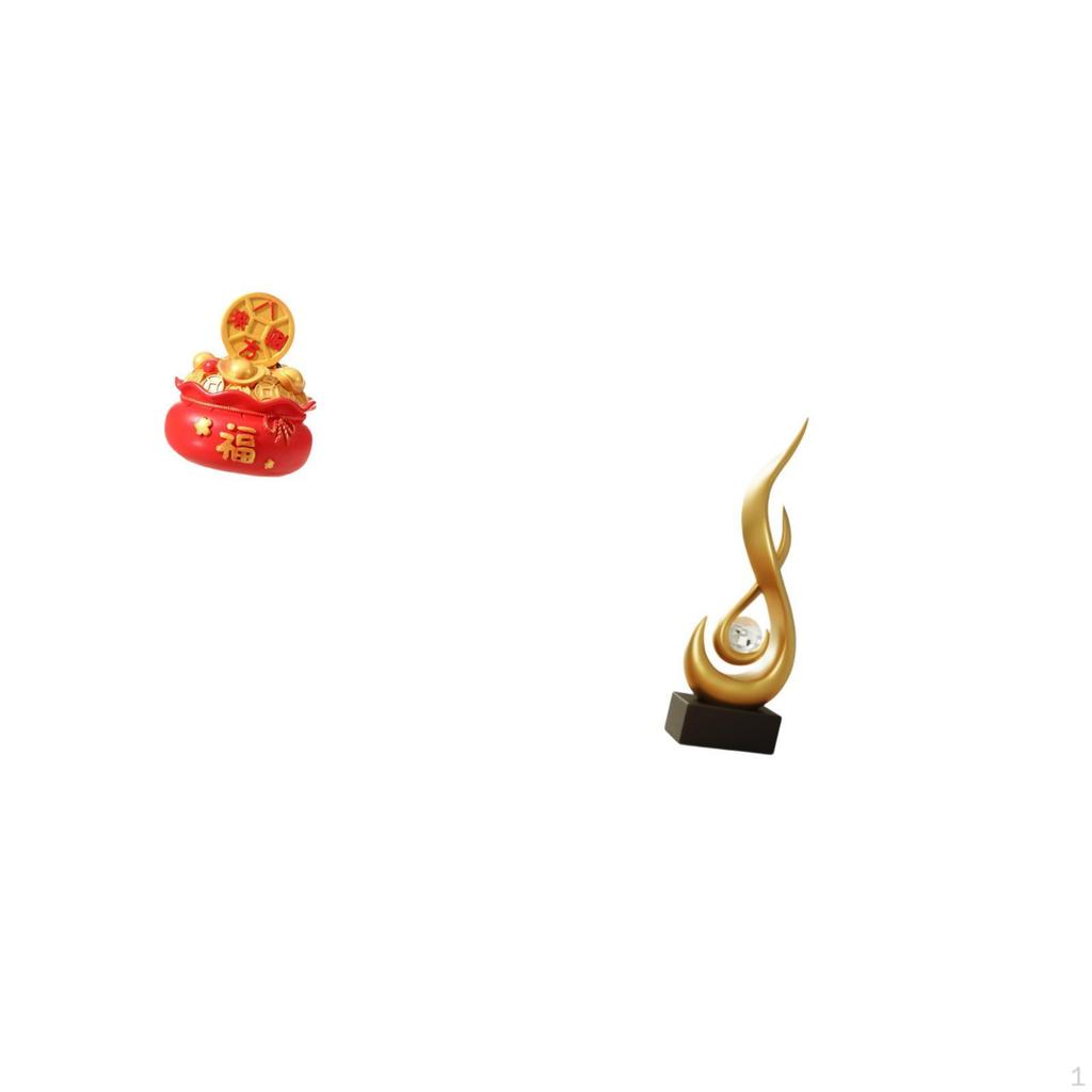 Festival Treasure Basin Cornucopia Ornament with Abstract Flame Figurine Modern Art Sculpture for