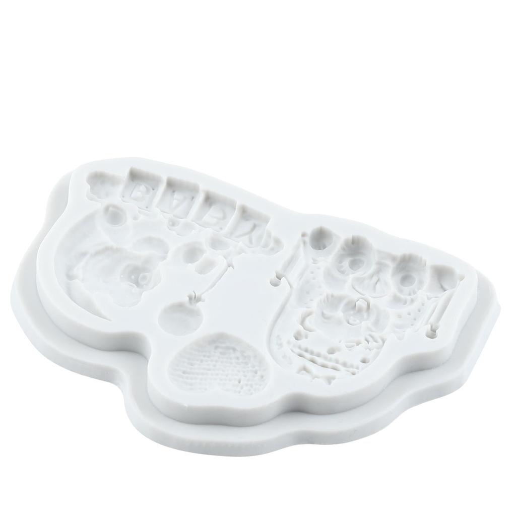 Baby Birthday Silicone Mold Teddy Bear Fondant Molds Cake Decorating Tools Cupcake Topper Candy Resin Clay Chocolate Gumpaste Mold