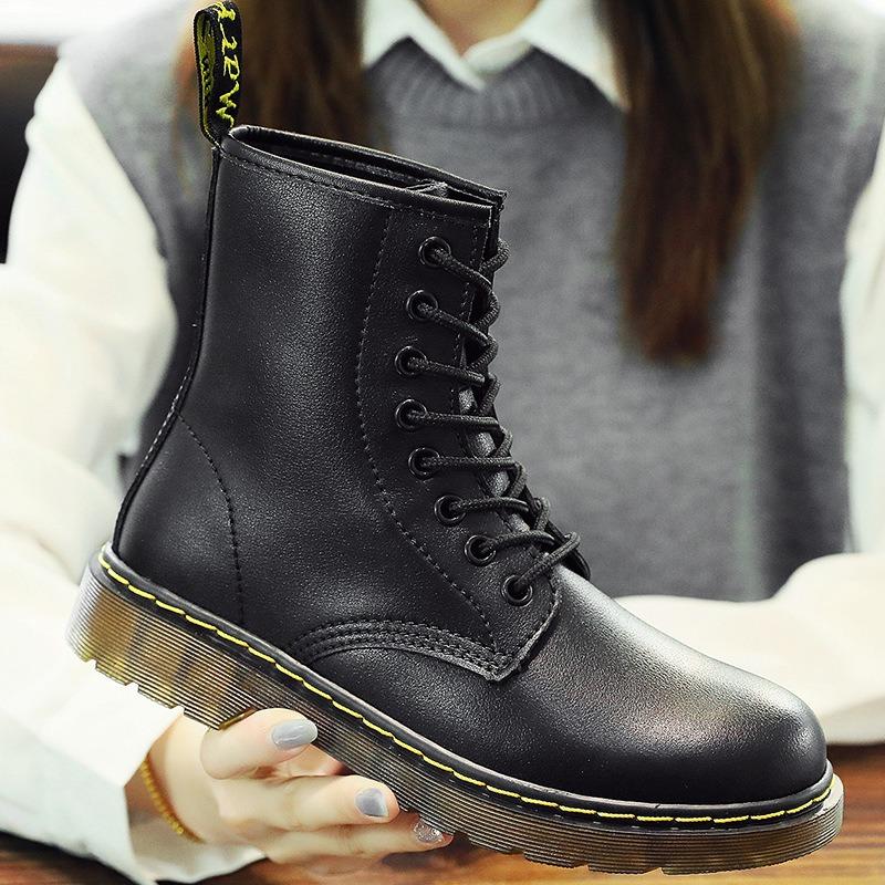 High Top Ascal Martin Boots Women's Classic Soft Leather Short Boots Men's and Women's Leather Boots Round Head Trend