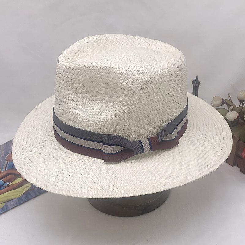 Factory Self-Produced Fine Straw Top Hat, Versatile Travel Visor, Flat-Brimmed Panama Straw Hat, Breathable Sunscreen Hat