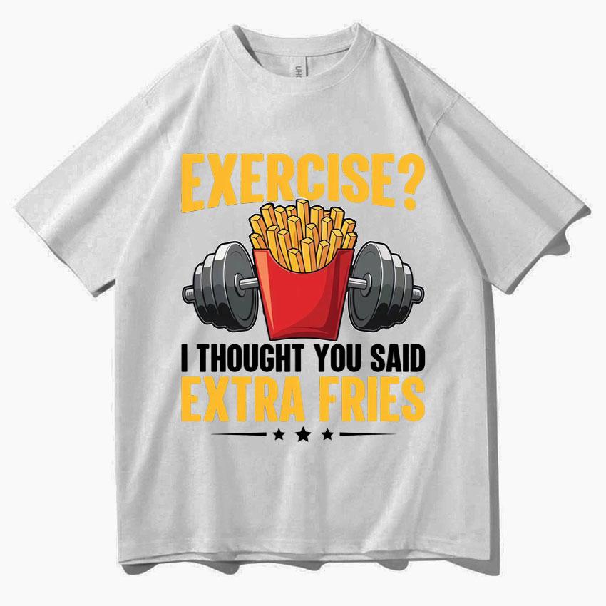 Fun Sports, I Want Gym T-shirts for Exercise, Humorous Fitness, High-quality Clothing, Summer Printed 100% Pure Cotton T-shirts