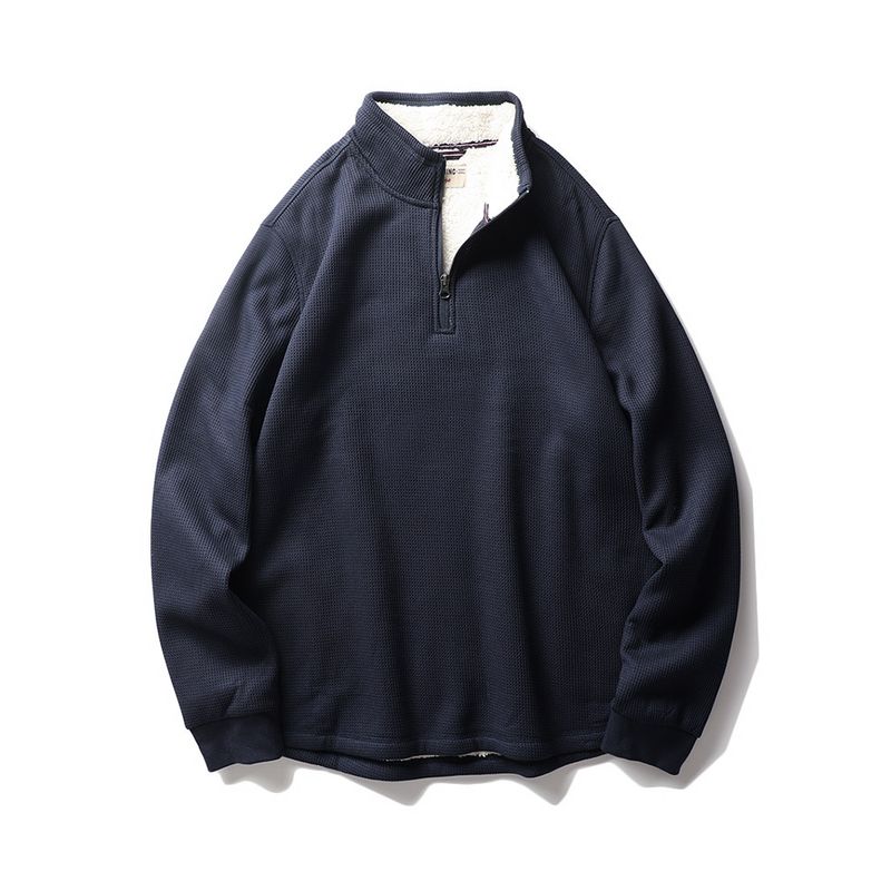 Waffle Spring & Fall Micro Velvet Lined Turtleneck Casual Coat Sweatshirt