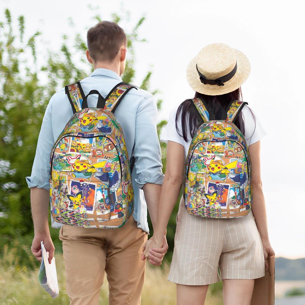Fashion Cartoon Pokemon Theme Backpack  Mochilas Cool For School Retro Washable Rucksack