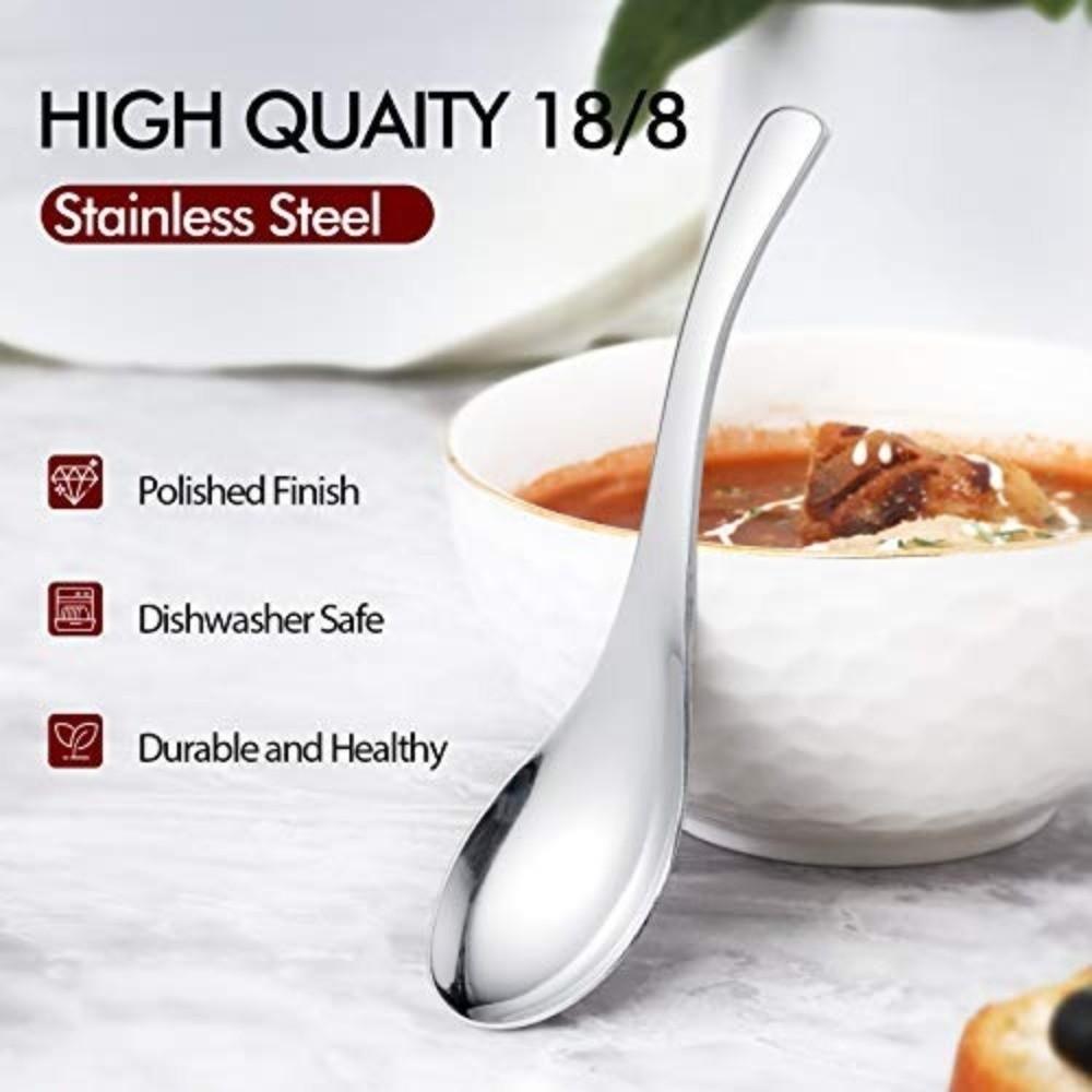 6PCS Thick Stainless Steel Spoons Food-grade Dessert Spoons Durable Soup Spoons  Dining Table