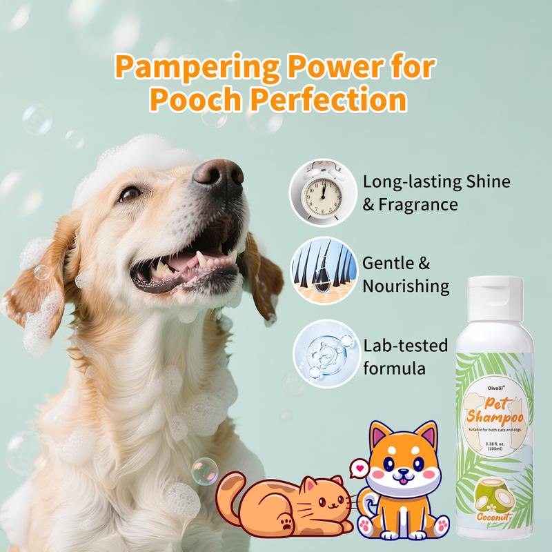 Natural Coconut Oil Pet Shampoo Gentle Cleansing Nourishing Soft Shiny Fluffy Coat for Dogs Cats All Breeds Daily Grooming Care