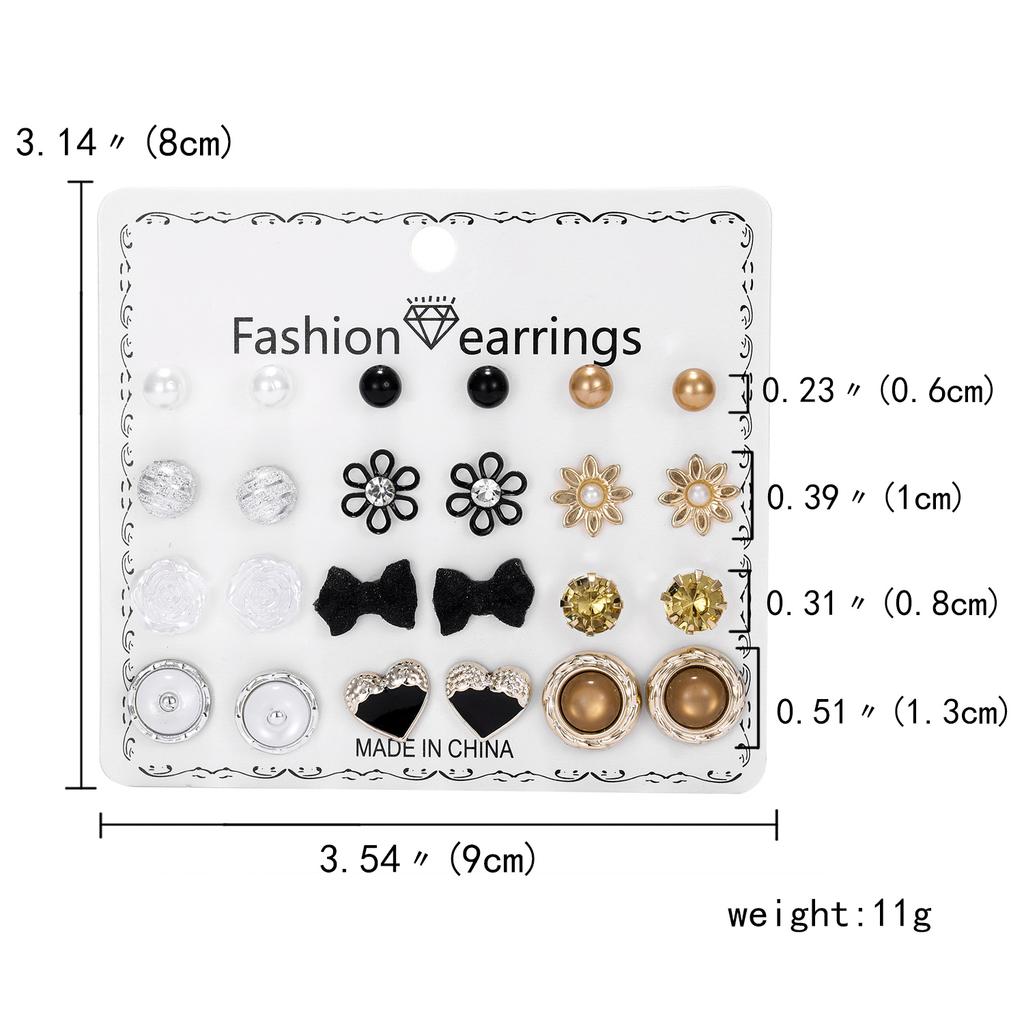 12 Pairs Crystal Rhinestone Flower Stud Earrings Set for Women Jan to Dec Birthstone Piercing Jewelry Accessories