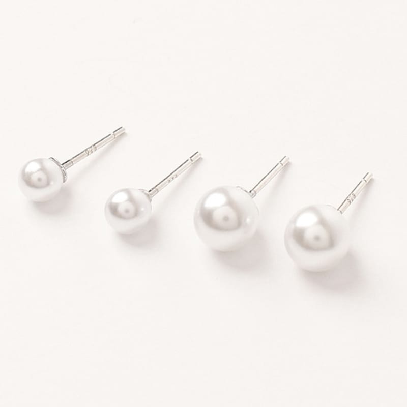 Noonoo Fingers (2 SET) Back Heart Pearl Earrings Set