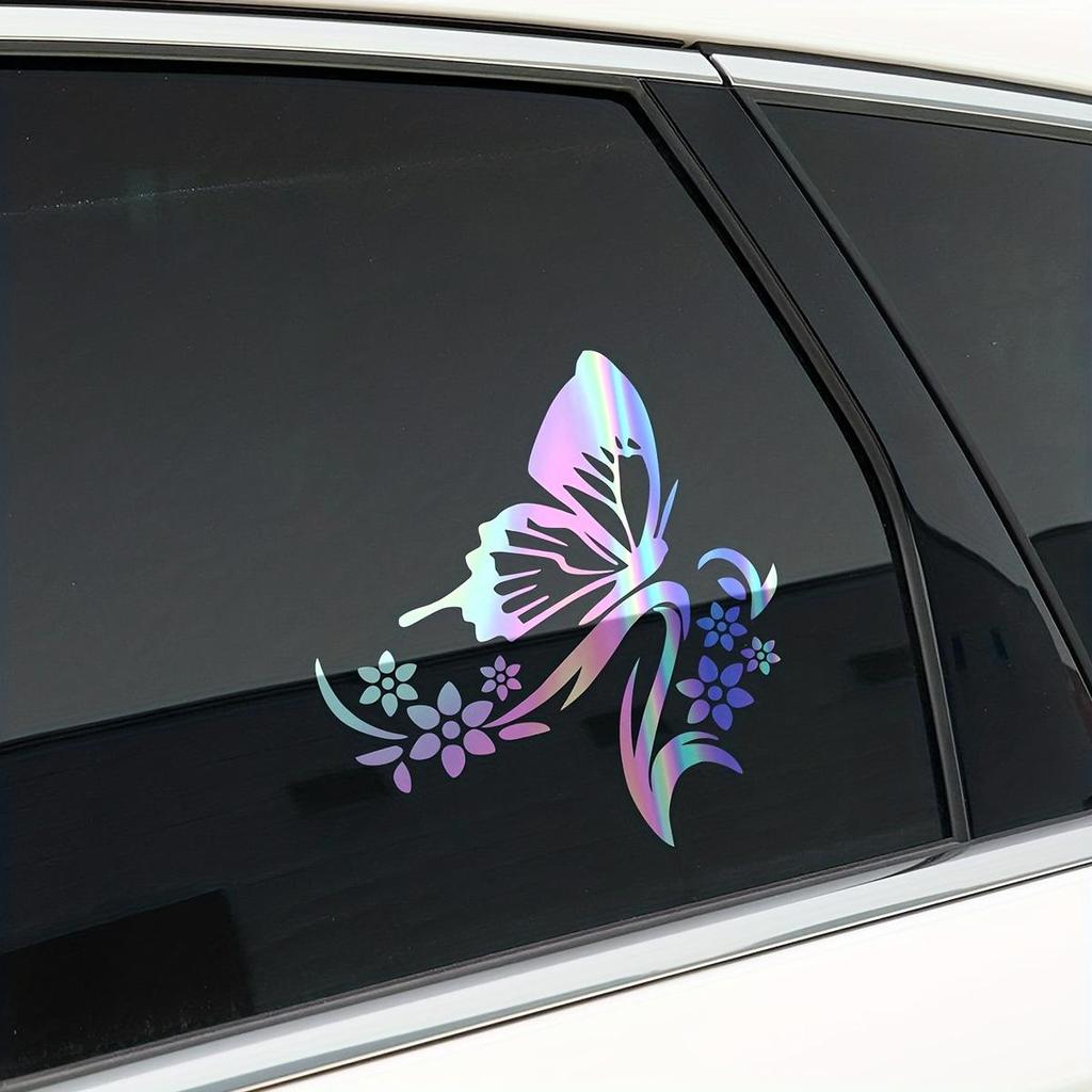 14.2x15.2cm Butterfly Love Flower Car Decoration Sticker