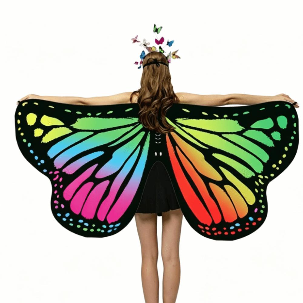 Lightweight Fairy Wing Cape Colorful Halloween Costume Additions Butterfly Wings Shawl Women