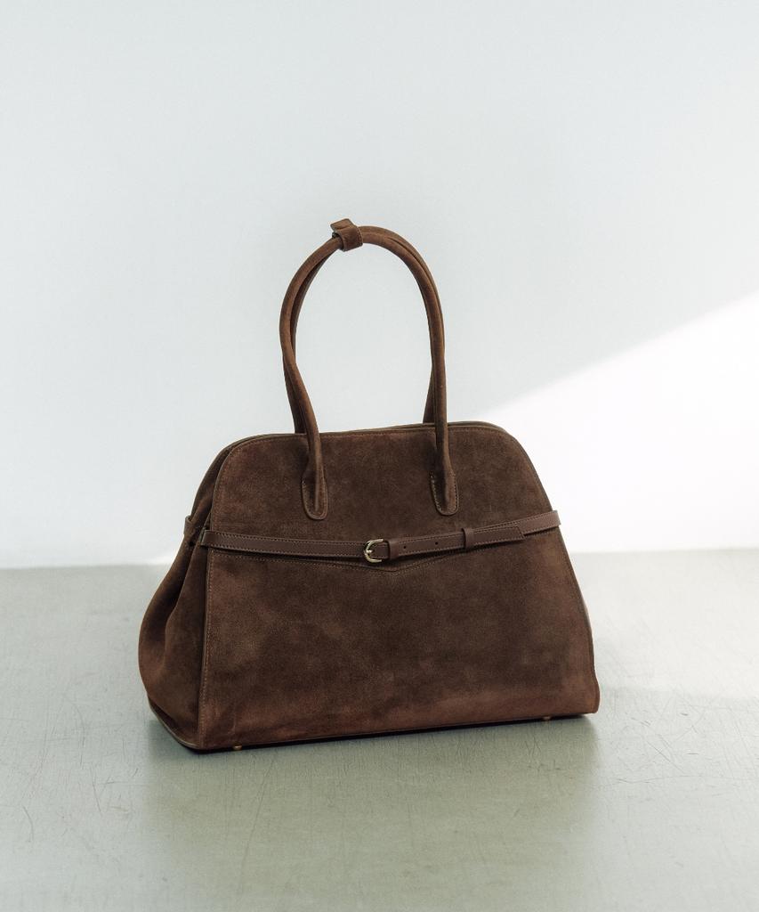 Komorebi Museum B03-4 Cow Leather Classic Buckle Libby Tote Bag_Suede Brown