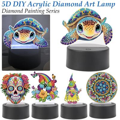 5D DIY Diamond Painting Lamp Gnome Rainbow Butterfly 5D DIY Diamond Painting LED Light Acrylic Diamond Art Lamp Home Decoration
