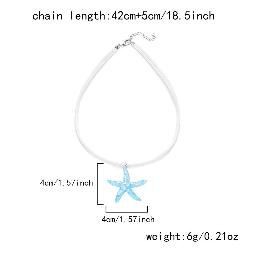 Bohemian Colorful Resin Starfish Pendant Necklace for Women Fashion Simple Double Layer Rope Chain Choker Beach Party Jewelry