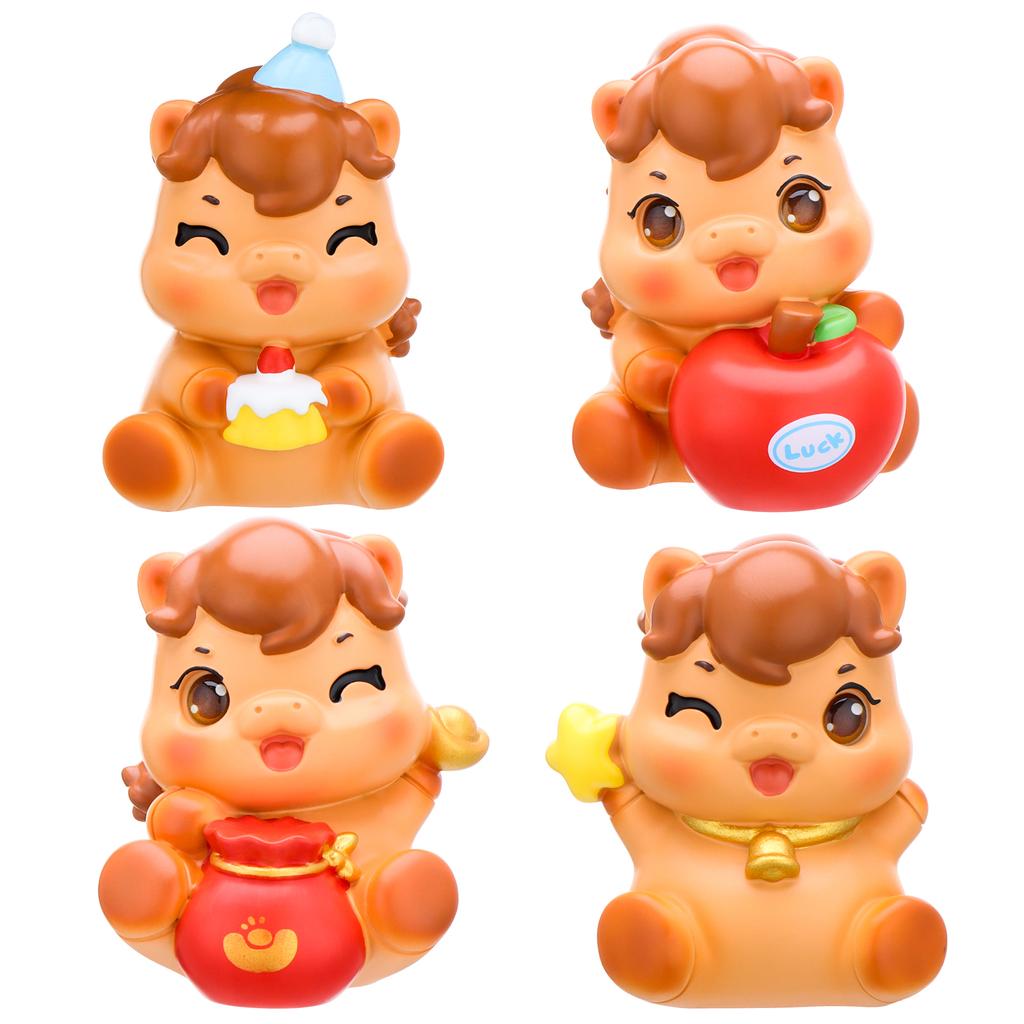 4 Stuks Chinees Nieuwjaar Paard Beeldjes Mini Hars Zodiac Beelden Jaar Van Het Paard Beeldjes Schattige Rijkdom Geluk Micro Landschap Ornam