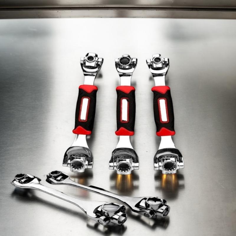 52/48 in 1 Hand-Spline-Schrauben-Steckschlüssel-Set Mehrzweckwerkzeug Universal-Ratschensteckschlüssel Multifunktionsschlüssel mit 360-Grad-Drehung
