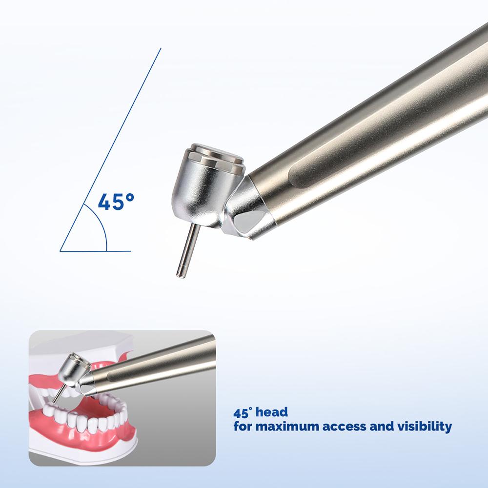 Dental 45 Degree E-generator High Speed Handpiece LED Titanium Plating Standard Head Single Water Spray Handpiece 4 Holes