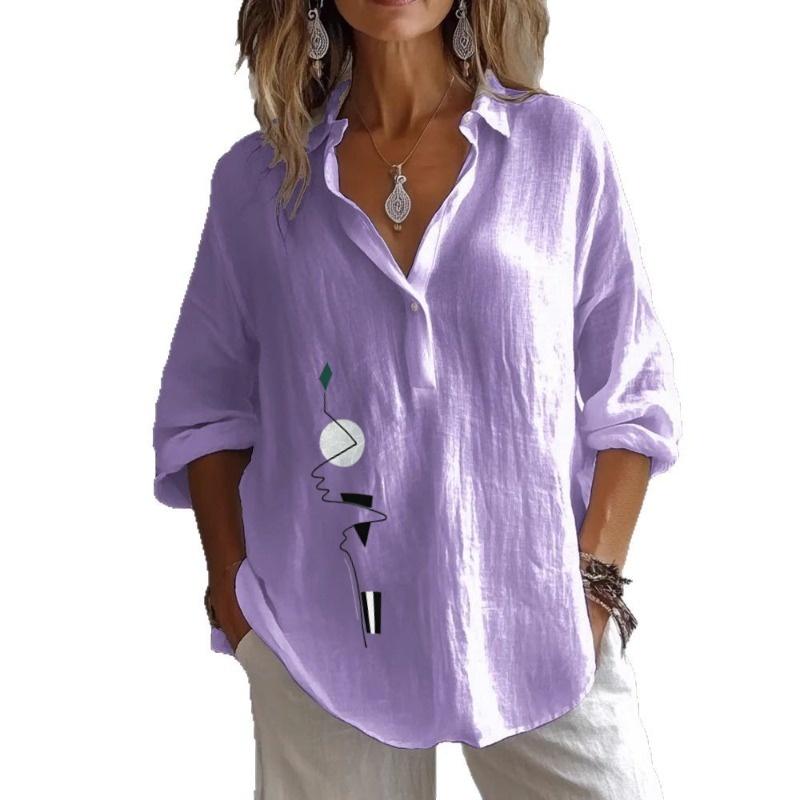 QICED Damesmode Casual Blouses & Overhemden met Lange Mouwen en V-hals