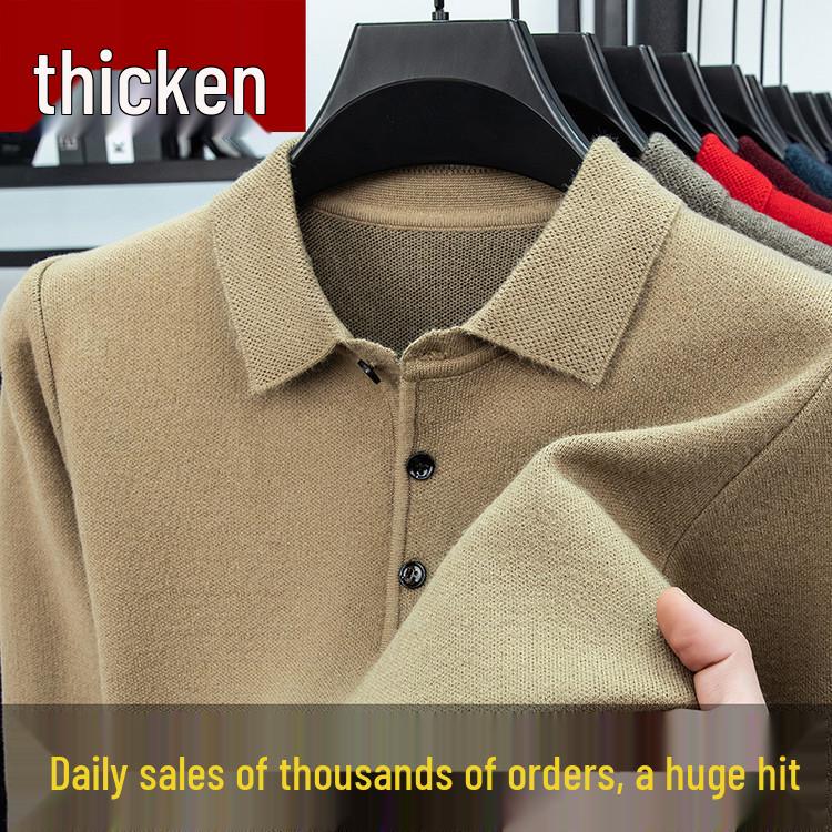 Men's Autumn/Winter Business Casual Loose Knit Sweater with Thickened Lapel