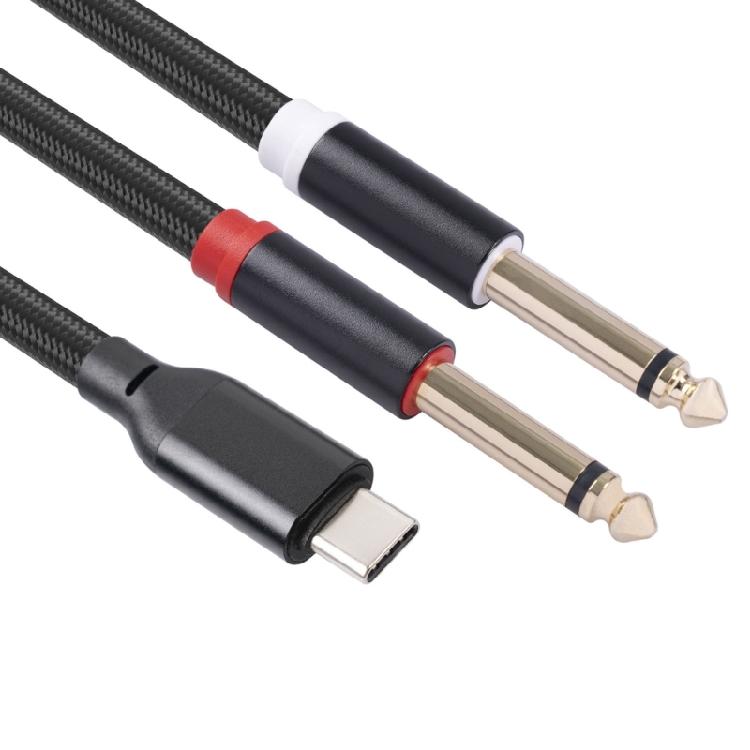 USB C to 6.35mm TRS Cable Type C to Double 6.35mm Cord Widely Compatibility