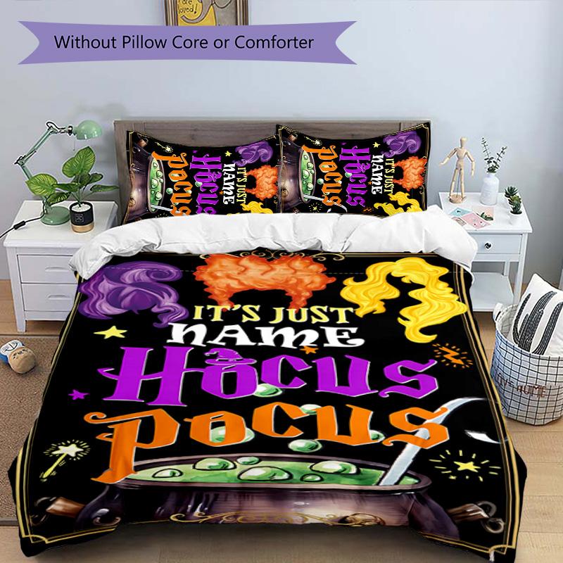 3pcs Hocus Pocus Cover Set - Personalized Name, HD Printed Bedding with 1 Cover and 2 Pillowcases - Perfect for Home Decor, Easy Care
