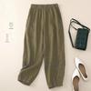 Women's Lace Patchwork Cotton Linen Harem Pants - Versatile Nine-Point Lantern Design