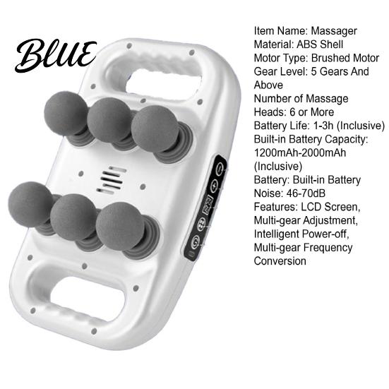 Deep Tissue Massage Roller Multi-Head Muscle Massager for Back Legs And Waist Dual-mode Kneading with Adjustable Intensity Professional Handheld