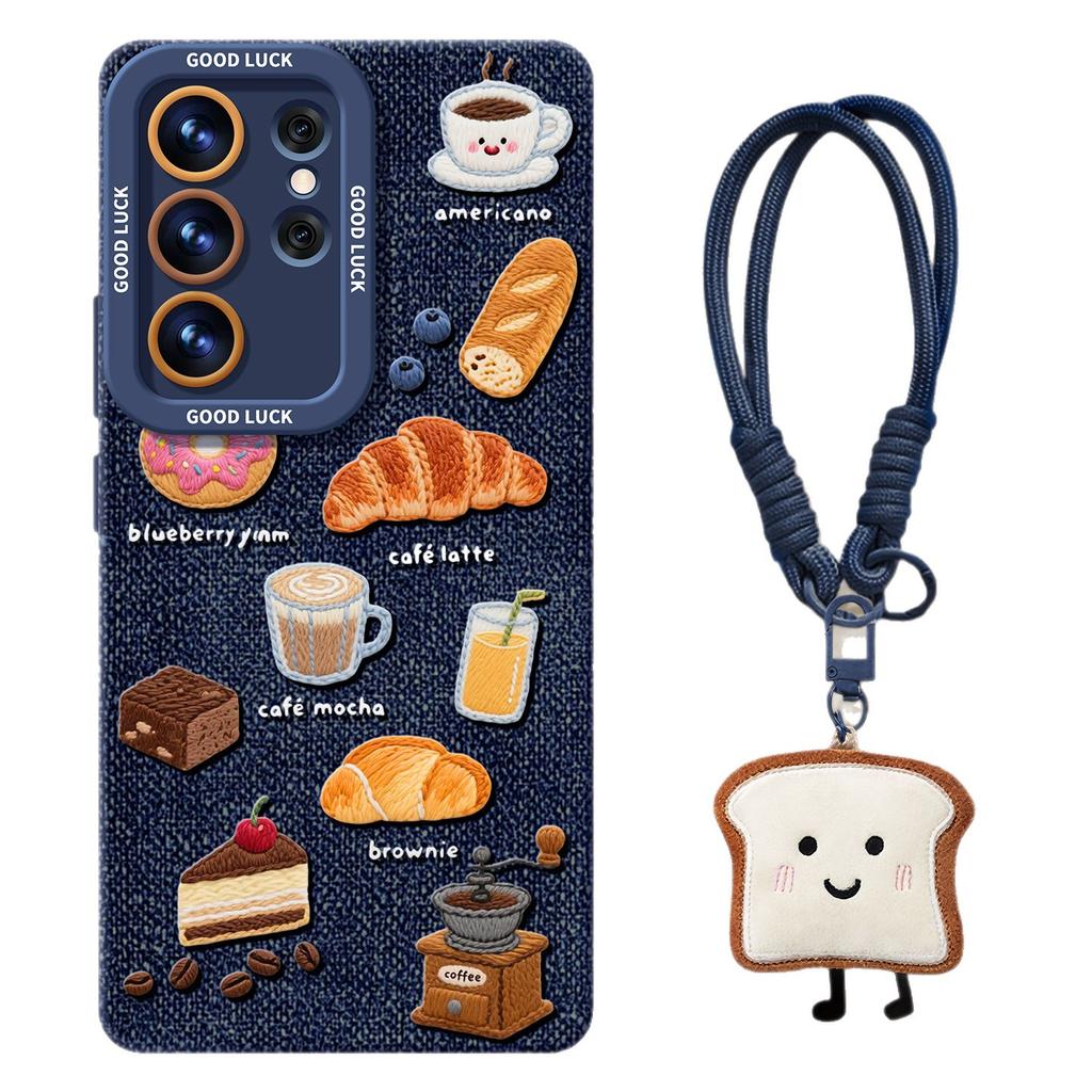 Denim Brot Handyhülle ist geeignet für Samsung GalaxyS26 Silikon S25 + Lanyard S24ultra neues S22 Set