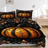 3pc Gothic Pumpkin Cover Set - 1 Quilt Cover + 2 Pillowcases, All Seasons Bedroom Setting, Perfect for Home042