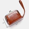 Womens Wallet Small Ladies Compact PU Leather Vintage Card Holder Coin Purse With Zipper Vintage Clip Organ Wrist Bag