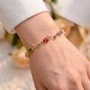 Shiny Cubic Zirconia Crystal Flower Bracelet For Women Gold Plated Elegant Tulip Copper Chain Bangle Party Wedding Charm Jewelry
