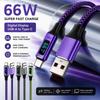66W USB-A To USB-C Cable Real-Time Display Fast Charging Data Cable Tablet Charging