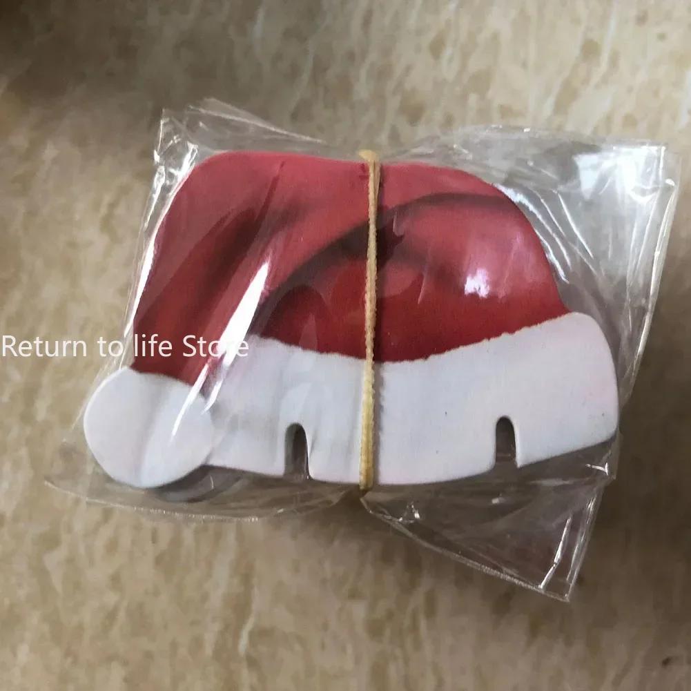 10pcs Christmas Glass Cup Card Santa Claus Hat Wine Glass Decor Ornaments Christmas Decorations Navidad Noel New Year