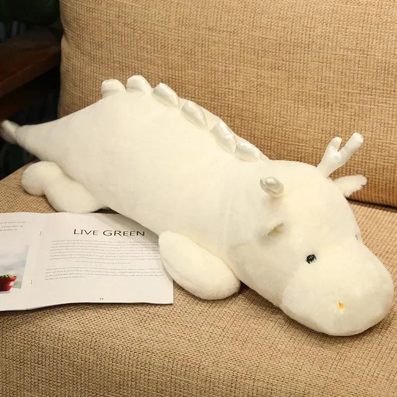Large Animals Plush White Dragon Kawaii 70-140cm Stuffed Soft Dinosaur Plush Toy Birthday Present For Kids Home Decoration