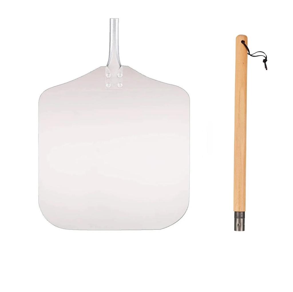 12/14inch Pizza Shovel Metal Non-Stick Pizza Peel with Wood Handle Cake Lifter Transfer Tray for Homemade Baking Pizza Bread
