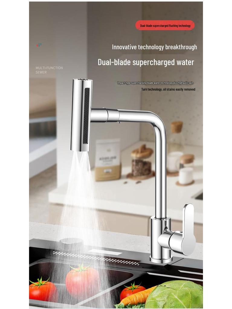 Cross-Border Waterfall Swivel Faucet for Basin, Sink, and Balcony with Extendable Hot and Cold Function
