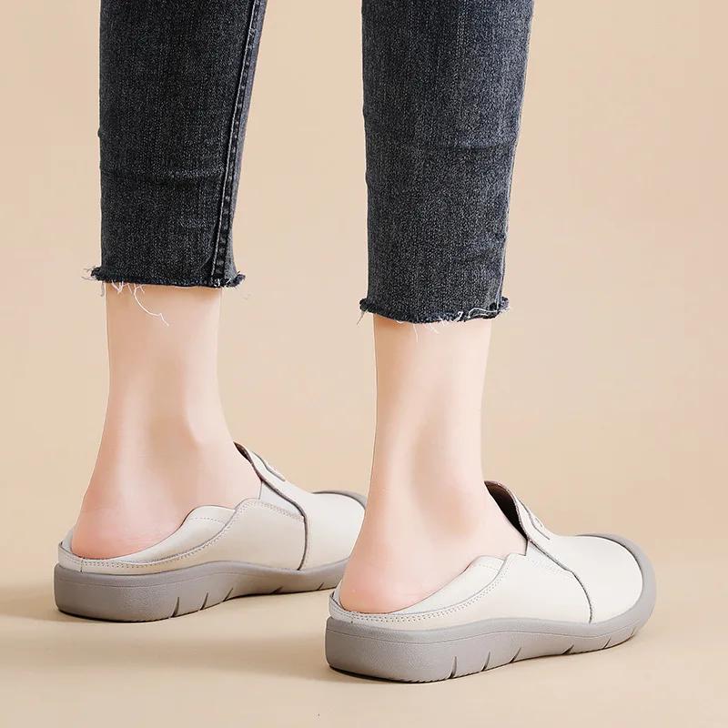 Fashion Spring Women Flat Casual Shoes Comfort Non Slip Loafers Ladies Slip On Sneakers Zapatos Mujer Summer Hollow Women's Leather Shoe