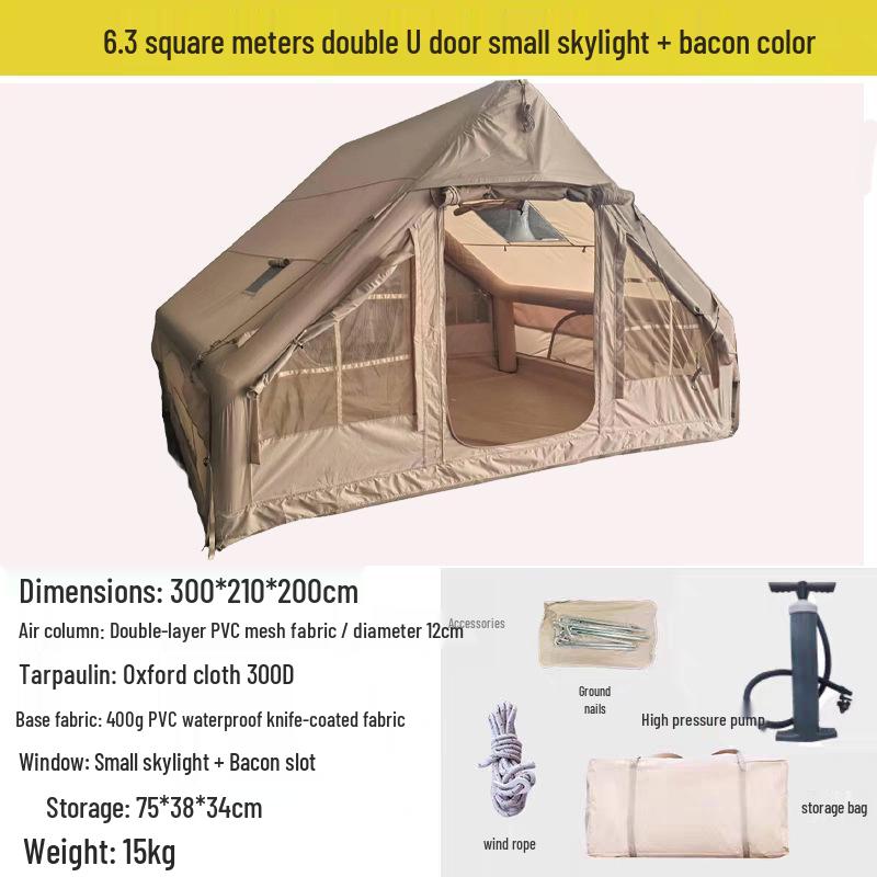 6.3 Sqm Inflatable Tent: Rainproof, Sunproof, Portable for Outdoor Camping & Picnics.