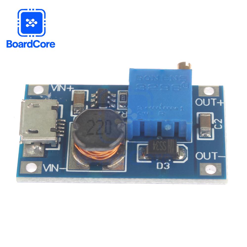 1-10pcs MT3608 Boost Converter 2A DC-DC Adjustable Boost Module Step Up Module with MICRO USB 2V-24V To 5V 9V 12V 28V