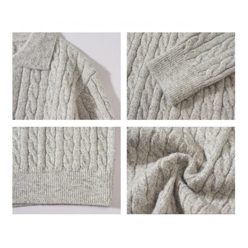 Mr. NR Men's Light Luxury Casual Polo Shirt - Solid Color, Fine Stripe, Brushed Knit Sweater