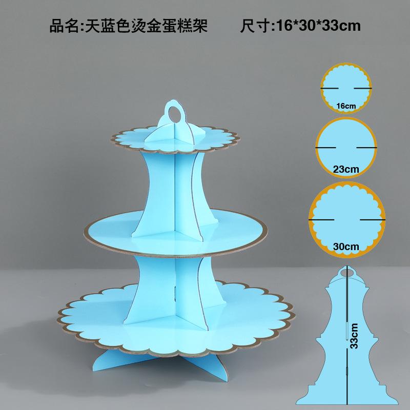 Disposable multi-layer paper cake rack birthday party decoration three-layer hot stamping dessert table cake tray cupcake stand