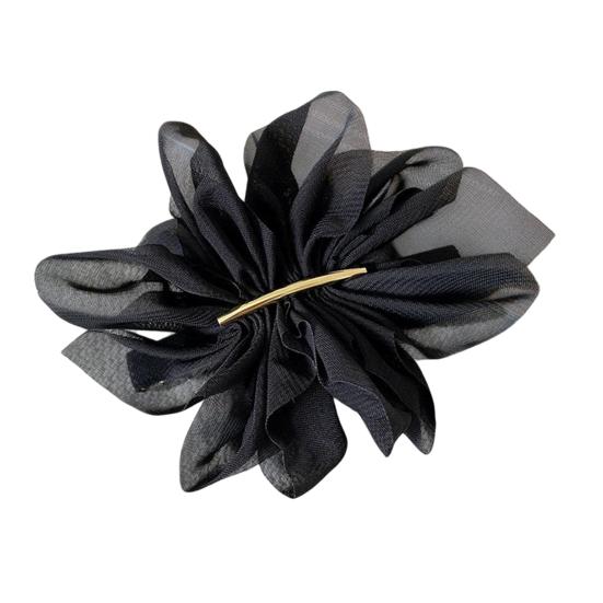 Hairpin Handmade Chiffon Flower 3D Petals Hair Clip with Polished Metal Spring Clip Back Head Bun Hair Accessories