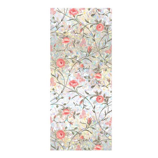 Rainbow Window Privacy Film Waterproof Static Cling Non-Adhesive Flower Pattern Sticker for Home Glass Windows Bedroom Living Room Decor