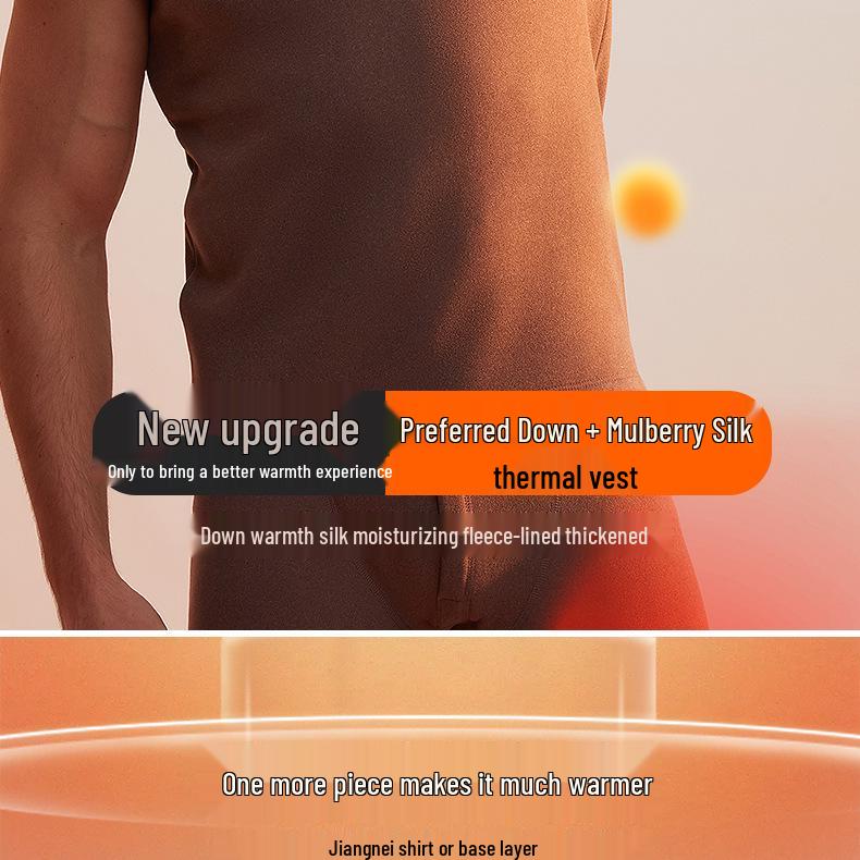 Men's 2025 Fleece-Lined Warm Vest with Down Feather Silk for Autumn/Winter