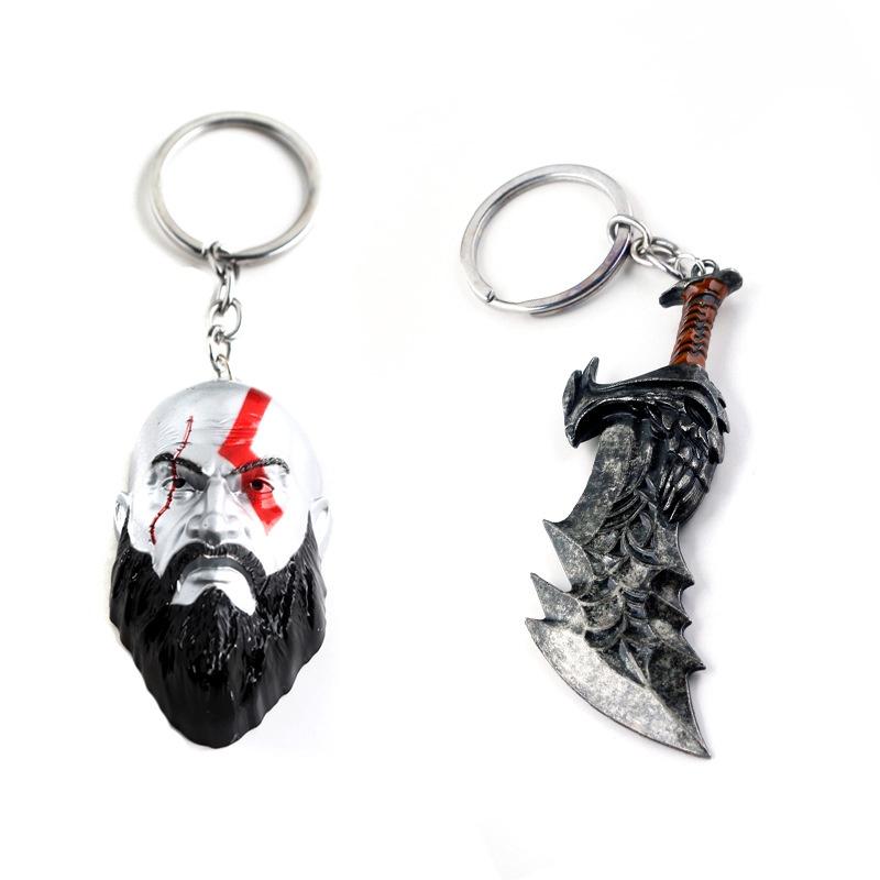 Von Gott Krieg 4 Kratos 3D Kopf Schlüsselanhänger Leviathan Axt Schlüsselanhänger Ring Metall Schmuck