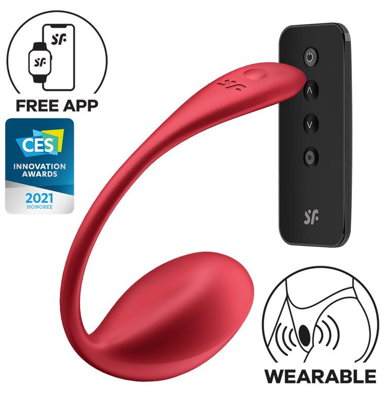 Oeuf Vibrant Sans Fil Connecté Shiny 8 x 4cm Rouge - Satisfyer - Point G