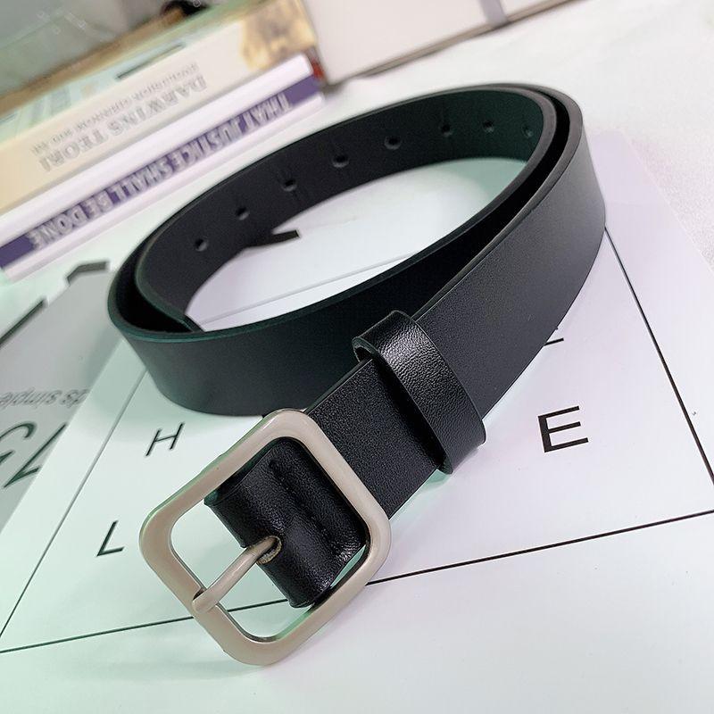 Casual Modern Pu Belt Featuring Sleek Square Buckle For Students And Fashion Enthusiasts