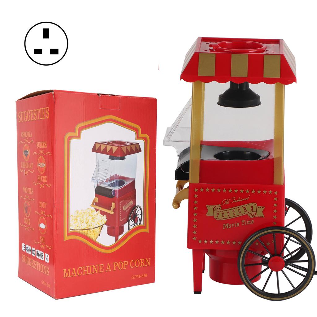 Red Retro Model Automatic Popcorn Machine Household Corn Popper for Party Birthday GiftUK Plug 220V