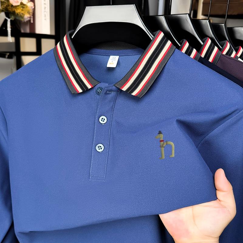 Autumn Men's Polo Shirt Lapel Long Sleeve T-Shirt Original Design Dog Print Business Versatile Men'swear