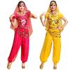 Belly Dance Costume Set for Women Crewneck Short Sleeve Tee Shirt Top Lantern Trousers Carnival Dancer Outfit Suit